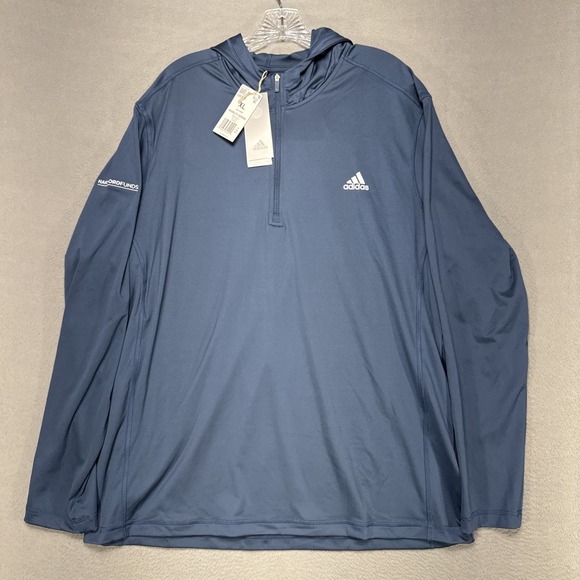 Adidas Hoodie 1/4 Zip Mens Sz XL Primegreen‎ Pullover Golf Sweatshirt Athleisure - Picture 1 of 12